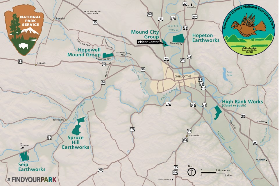 Click map for a larger size of this county-wide map showing the park sites