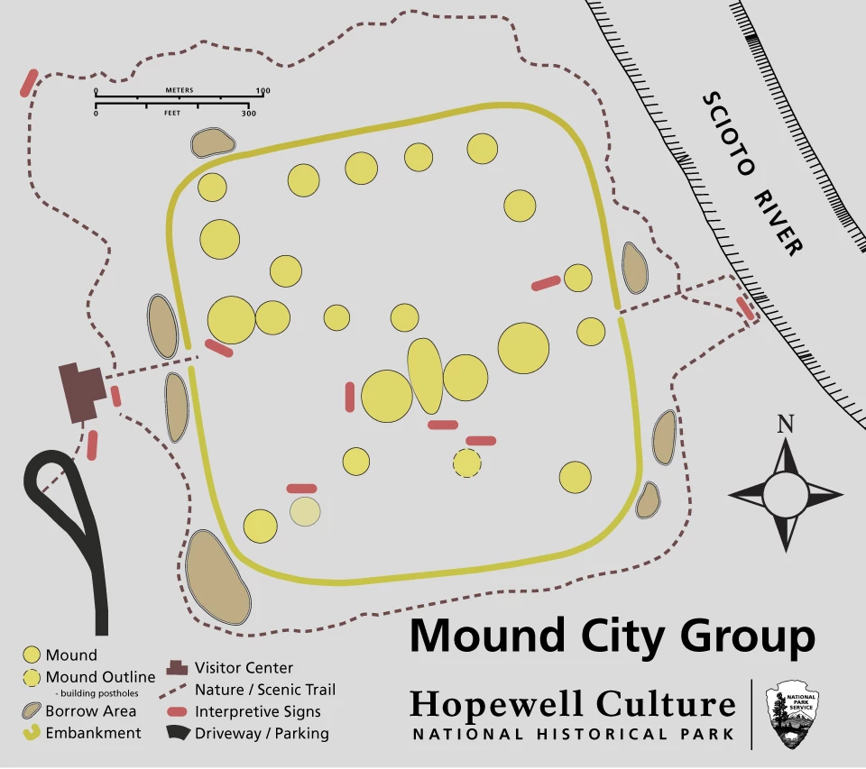 Mound City map BARK A map showing the details of the grounds at Mound City Group