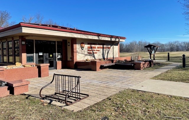 entrance to a park building.