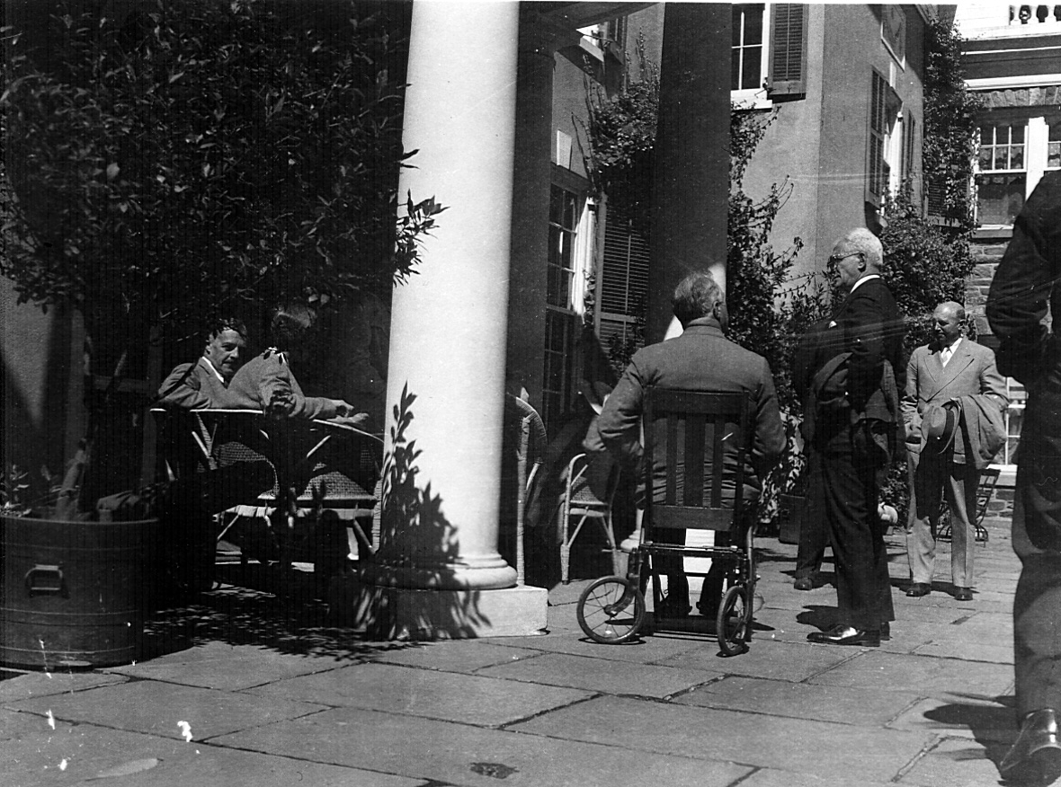 FDR in his wheelchair on the terrace at Springwood