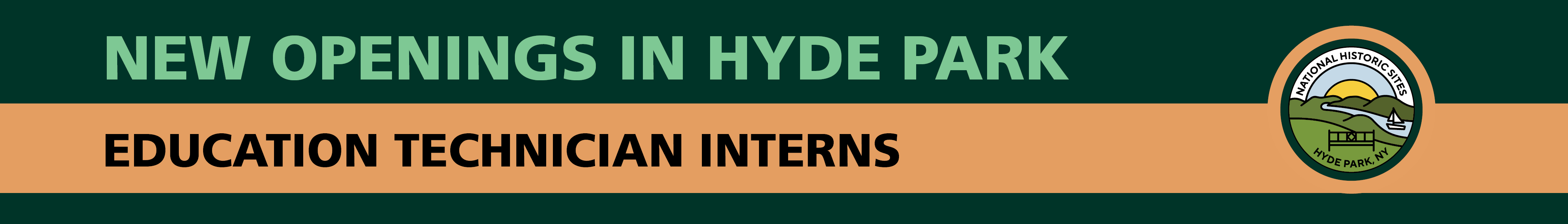 A banner notice that states, "New Local Openings. Education Technician Intern Positions."