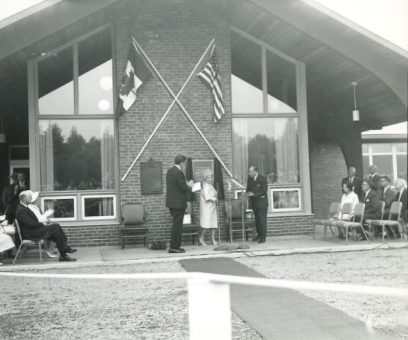 Queen Elizabeth II dedicating a building at Compobello.