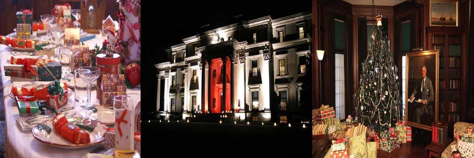 Christmas collage of Roosevelt-Vanderbilt NHS