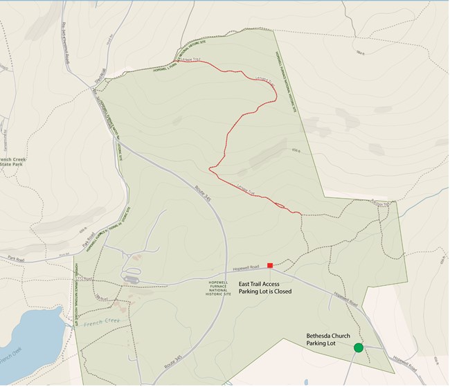 NPS Area map showing closures