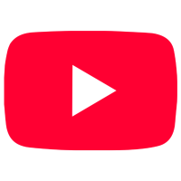 A red rectangle with rounded edges that has a transparent forward-facing triangle in the middle.