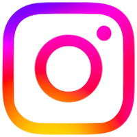 A rudimentary outline of a camera filled with a purple, pink, red, and yellow color gradient.