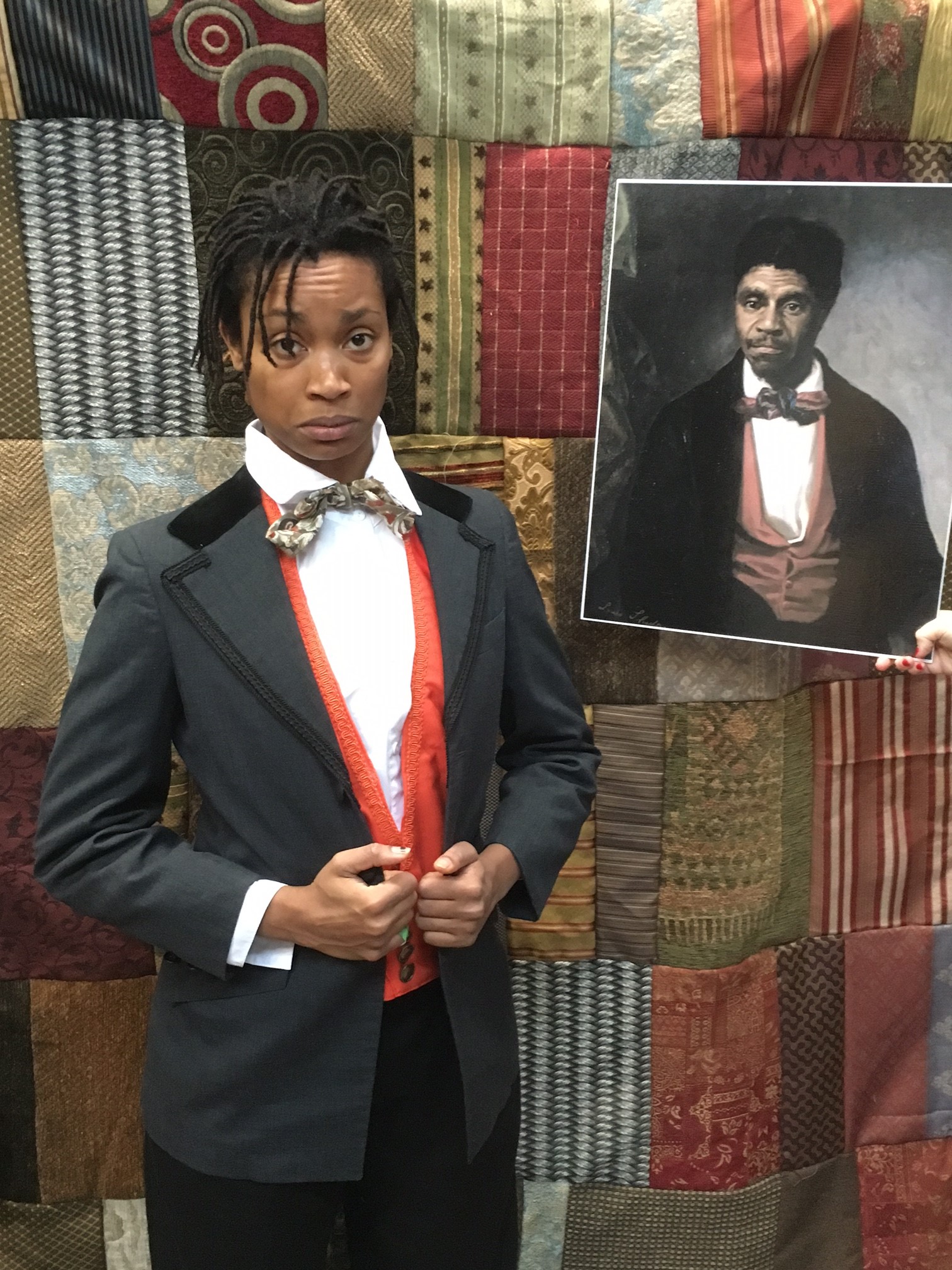 Actress wearing historic costume portrays Dred Scott