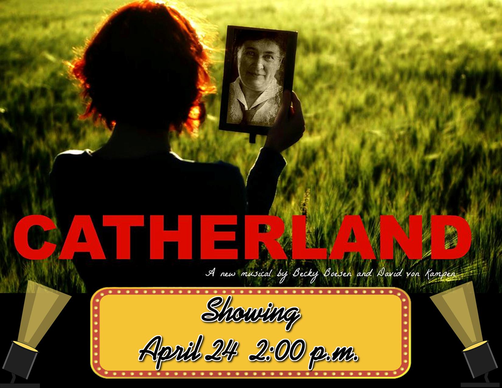 A woman holding a mirror showing her reflection, titled Catherland