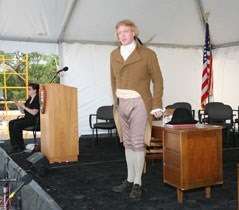 President Jefferson portrayed by actor sponsored by Hauenstein Center for Presidential Studies