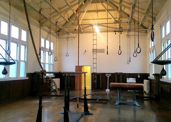 Gym with historic exercise equipment