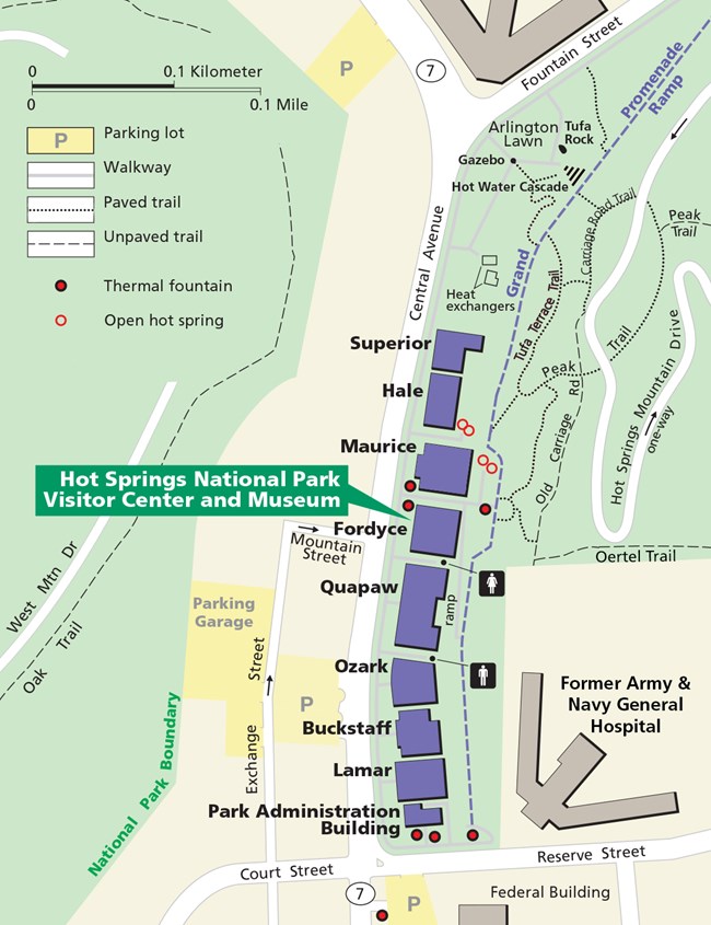 Graphic image with listed buildings and trails