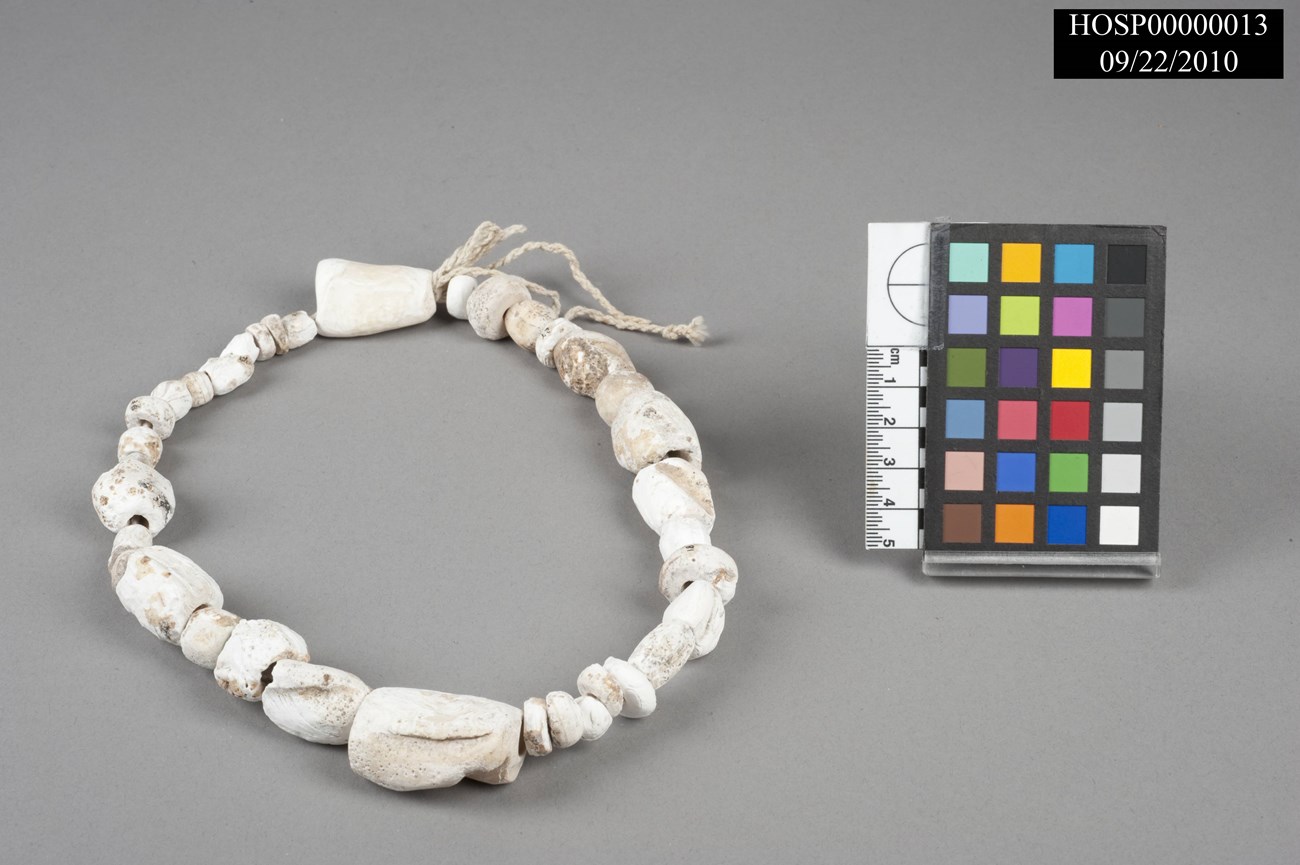 Shell beads from an Archaeology dig formed into a necklce