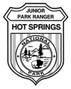 black and white line drawing of Hot Springs National Park Junior Ranger badge black and white line drawing of Hot Springs National Park Junior Ranger badge
