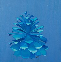 blue pine cone on blue