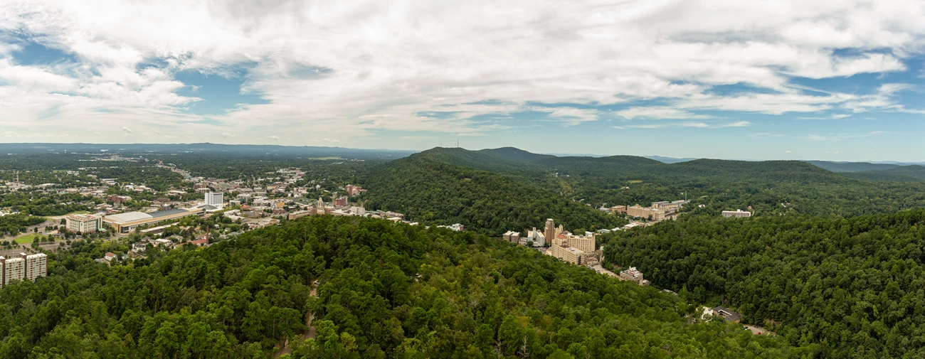 Mountain Tower Overlook The city of Hot Springs and the surrounding Ouachita Mountains can be seen all together from the op of the mountain tower