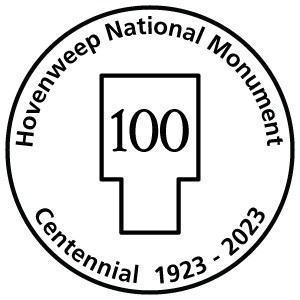 a circle with text: Hovenweep National Monument, Centennial 1923-2023