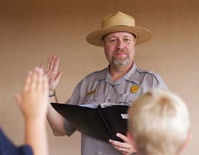 Ranger (to) swearing in new Junior Rangers