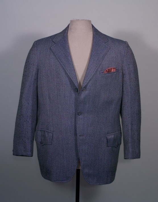 Gray, black and blue diamond patterned suit, HSTR 20501