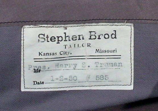 Label on inside of jacket pocket, HSTR 20588.