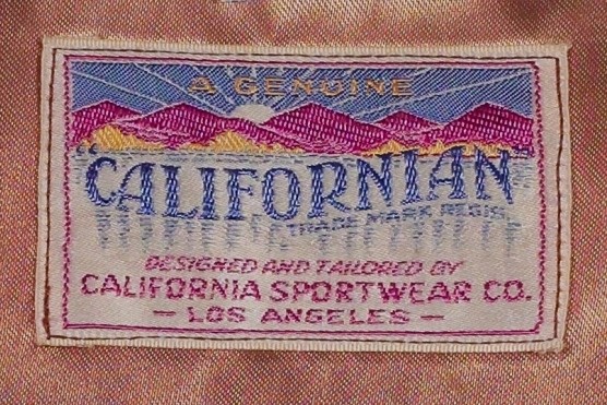 Label from Californian sports jacket, HSTR 3562