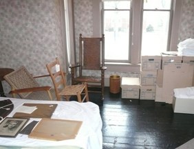 Packed artifacts in Harry Truman's second floor dressing room.