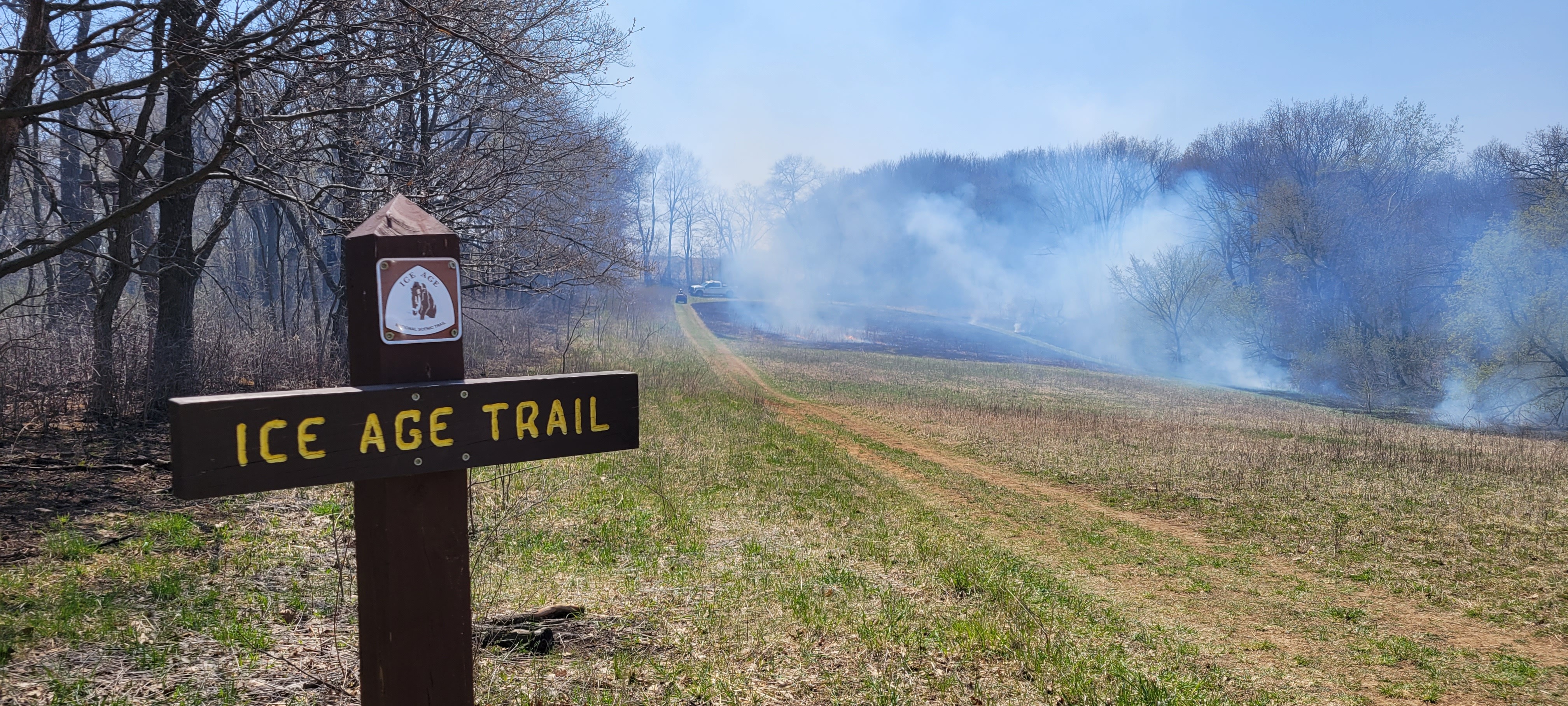 Photograph of a prescribed burn near Ice Age National Scenic Trail.
