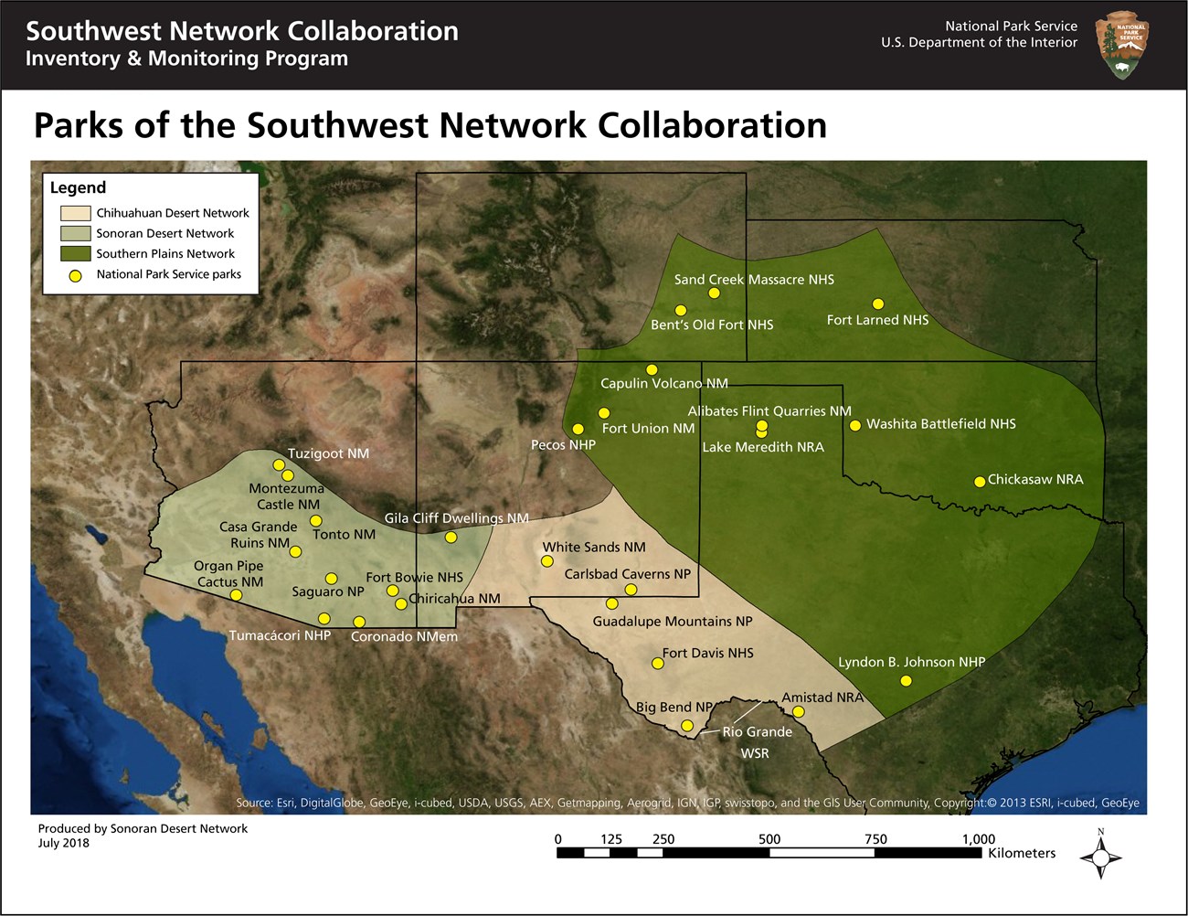 Map of Southwest Network Collaboration parks