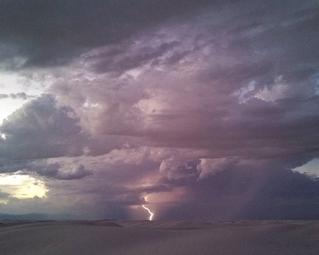 Lightning storm over the dunes at White Sands National Monument