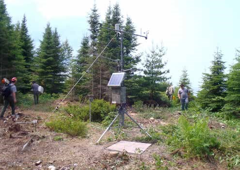 Weather station Remote automated weather station (RAWS) on one of the Apostle Islands.