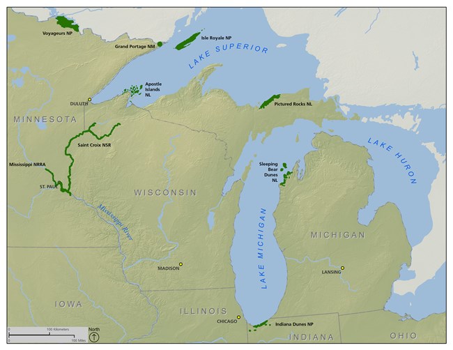 Map of the Great Lakes region