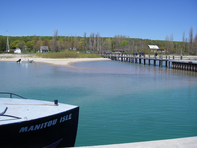 Passengers on the dock at North Manitou Island