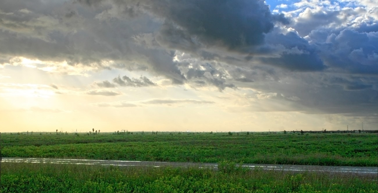 passing rainstorm and clouds over Palo Alto Battlefield NHP