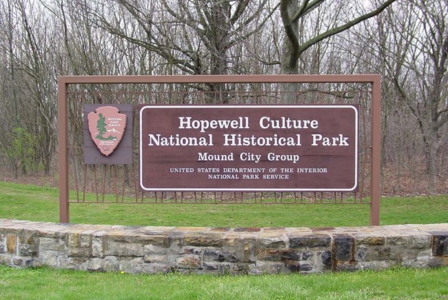 Sign for Mound City Group at Hopewell Culture NHP