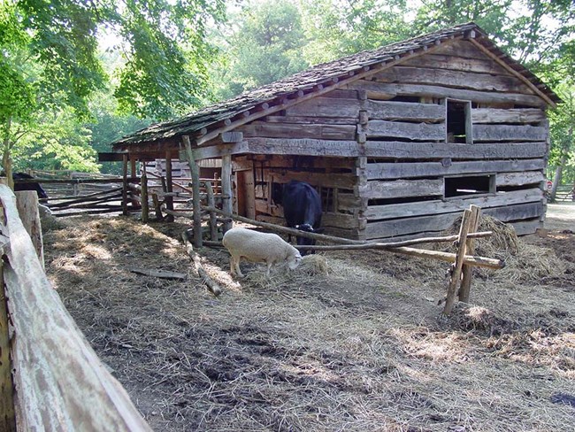 Photo of animal shed at Lincoln Boyhood National Memorial