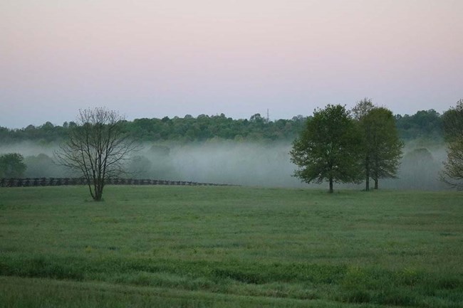 Morning fog over Wilson's Creek National Battlefield
