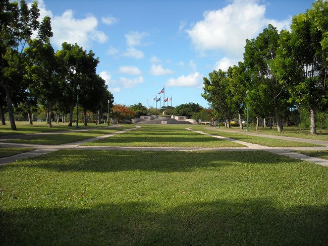 Memorial Court of Honor and Flag Circle surrounded by Coh Trees