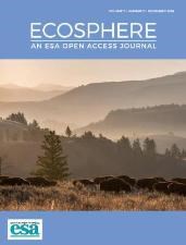 Ecosphere Journal Cover Cover of the Ecosphere journal cover that includes a photo of bison in Yellowstone National Park