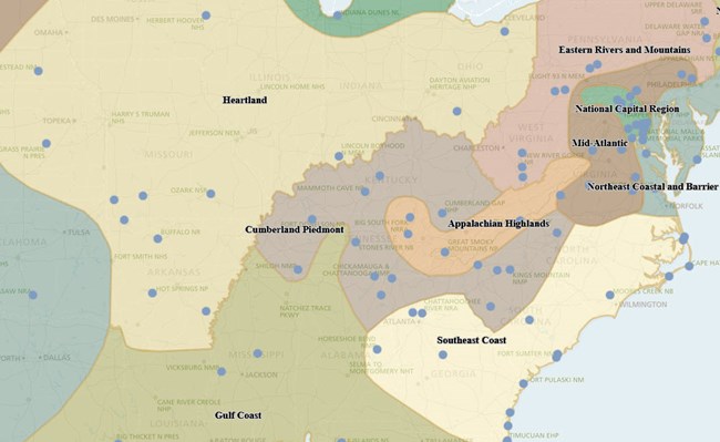 Portion of a map displaying parks and network boundaries