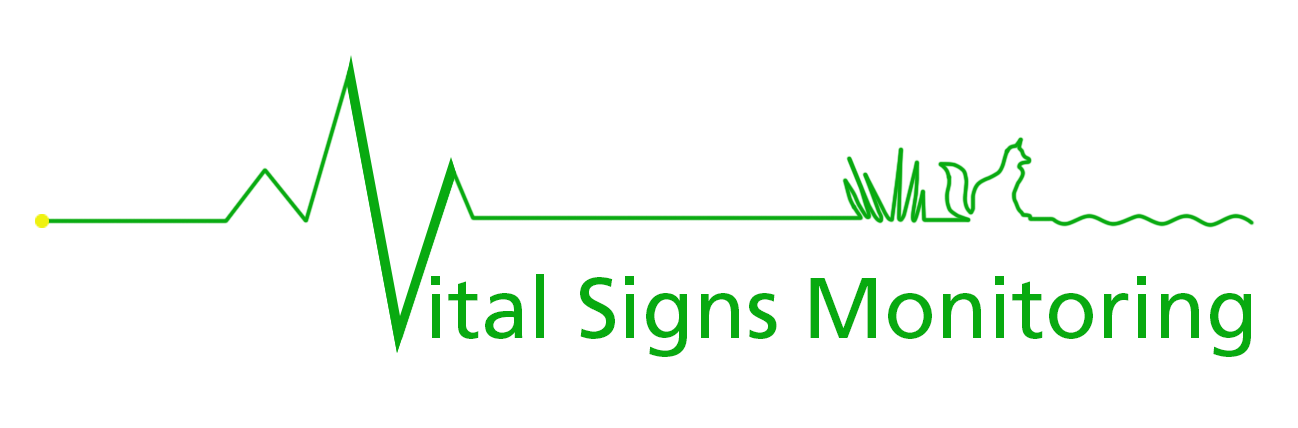 'Vital Signs Monitoring' stylized EKG logo