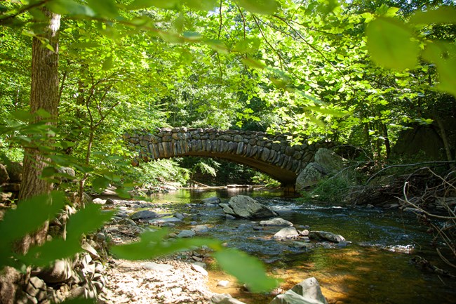 Boulder Bridge at Rock Creek Park Boulder bridge crossing rock creek on beach dr