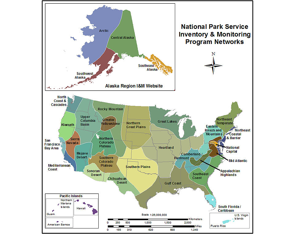 Clickable map of Inventory and Monitoring Networks