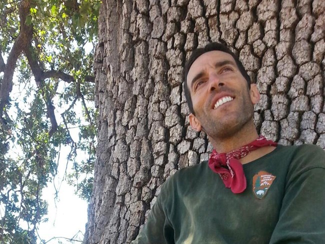 Portrait of Mark by a large valley oak tree.