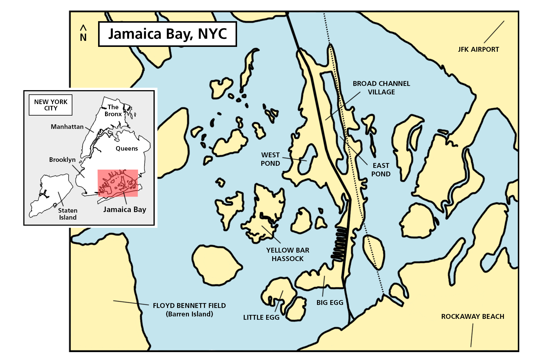 NYC Map (new) Map of Jamaica Bay in the southeast of New York City