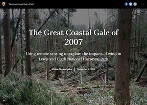 The Great Coastal Gale of 2007 Screen capture of first page of Story Map showing trees toppled from windstorm