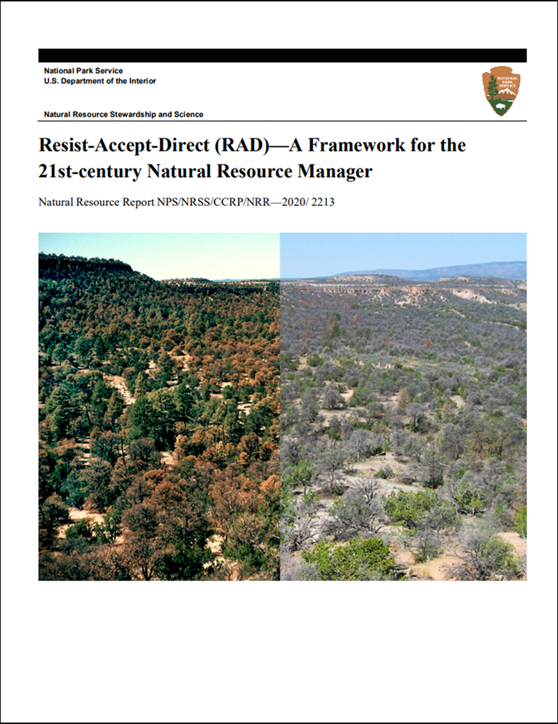 Report cover, Resist-Accept-Direct (RAD): A Framework for the 21st-century Natural Resource Manager