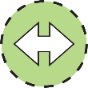 No-trend arrow in green circle with dashed outer ring.
