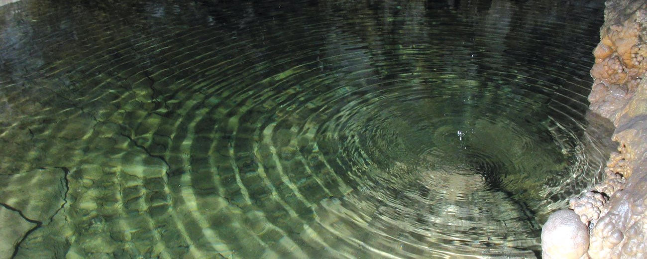 Cave water with rings from dripping Cave water with rings from dripping