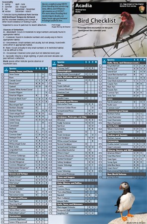Acadia bird checklist Acadia bird checklist