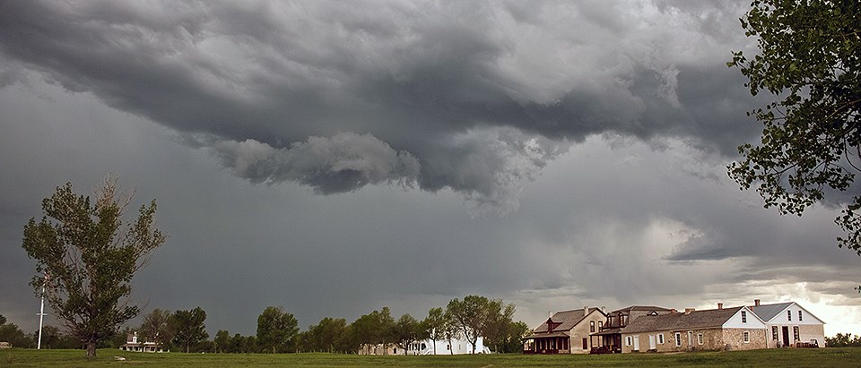 Storm clouds building over Fort Laramie National Historic Site