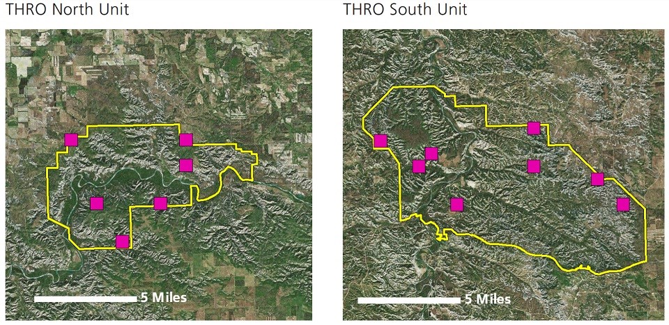 map showing park boundaries and monitoring locations